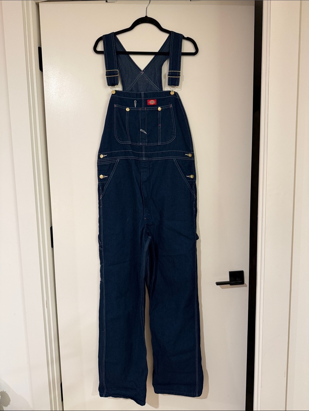Dickies Men’s Navy Blue Relaxed Fit Denim Overalls 32x32